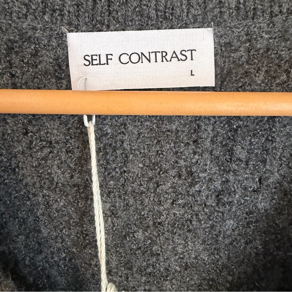 NWT, Self Contrast x Anthropologie Chunky Cozy Dark Gray Sweater, Size Large - Picture 2 of 7